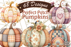 Fall Clipart, Patchwork Pumpkins Autumn PNG Product Image 1