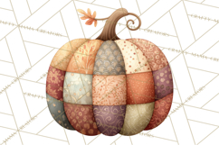 Fall Clipart, Patchwork Pumpkins Autumn PNG Product Image 3