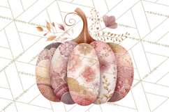 Fall Clipart, Patchwork Pumpkins Autumn PNG Product Image 4