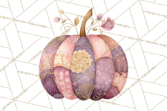 Fall Clipart, Patchwork Pumpkins Autumn PNG Product Image 5