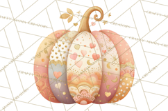 Fall Clipart, Patchwork Pumpkins Autumn PNG Product Image 2