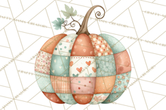 Fall Clipart, Patchwork Pumpkins Autumn PNG Product Image 3