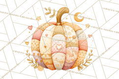 Fall Clipart, Patchwork Pumpkins Autumn PNG Product Image 4