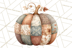 Fall Clipart, Patchwork Pumpkins Autumn PNG Product Image 2
