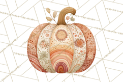 Fall Clipart, Patchwork Pumpkins Autumn PNG Product Image 4