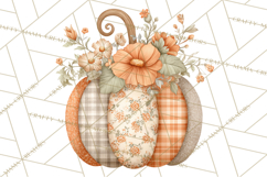 Fall Clipart, Patchwork Pumpkins Autumn PNG Product Image 5