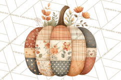Fall Clipart, Patchwork Pumpkins Autumn PNG Product Image 3