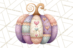 Fall Clipart, Patchwork Pumpkins Autumn PNG Product Image 2