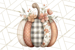Fall Clipart, Patchwork Pumpkins Autumn PNG Product Image 2