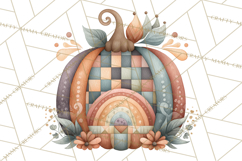 Fall Clipart, Patchwork Pumpkins Autumn PNG Product Image 3