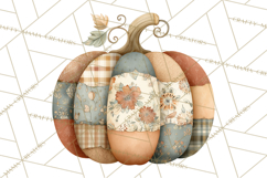 Fall Clipart, Patchwork Pumpkins Autumn PNG Product Image 4