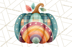 Fall Clipart, Patchwork Pumpkins Autumn PNG Product Image 5