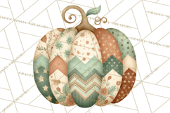 Fall Clipart, Patchwork Pumpkins Autumn PNG Product Image 3