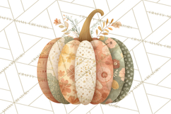 Fall Clipart, Patchwork Pumpkins Autumn PNG Product Image 4