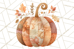Fall Clipart, Patchwork Pumpkins Autumn PNG Product Image 5