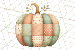 Fall Clipart, Patchwork Pumpkins Autumn PNG Product Image 2