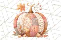 Fall Clipart, Patchwork Pumpkins Autumn PNG Product Image 4