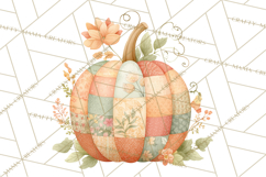 Fall Clipart, Patchwork Pumpkins Autumn PNG Product Image 5