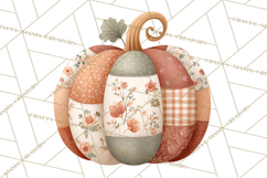 Fall Clipart, Patchwork Pumpkins Autumn PNG Product Image 4