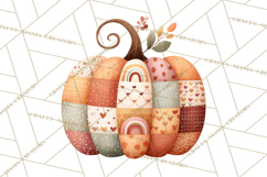 Fall Clipart, Patchwork Pumpkins Autumn PNG Product Image 5