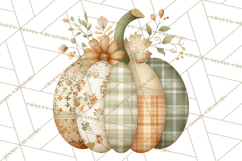 Fall Clipart, Patchwork Pumpkins Autumn PNG Product Image 5