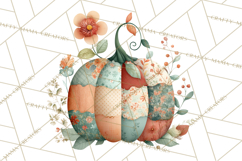 Fall Clipart, Patchwork Pumpkins Autumn PNG Product Image 5