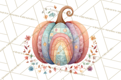 Fall Clipart, Patchwork Pumpkins Autumn PNG Product Image 2