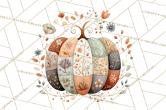 Fall Clipart, Patchwork Pumpkins Autumn PNG Product Image 5