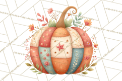 Fall Clipart, Patchwork Pumpkins Autumn PNG Product Image 3