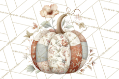 Fall Clipart, Patchwork Pumpkins Autumn PNG Product Image 5