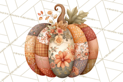 Fall Clipart, Patchwork Pumpkins Autumn PNG Product Image 2