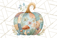 Fall Clipart, Patchwork Pumpkins Autumn PNG Product Image 2