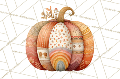 Fall Clipart, Patchwork Pumpkins Autumn PNG Product Image 4