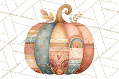 Fall Clipart, Patchwork Pumpkins Autumn PNG Product Image 5