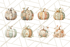 Fall Clipart, Patchwork Pumpkins Autumn PNG Product Image 2