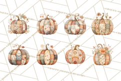 Fall Clipart, Patchwork Pumpkins Autumn PNG Product Image 4