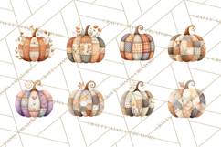 Fall Clipart, Patchwork Pumpkins Autumn PNG Product Image 5