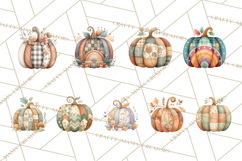 Fall Clipart, Patchwork Pumpkins Autumn PNG Product Image 6