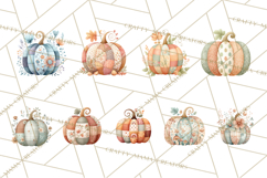 Fall Clipart, Patchwork Pumpkins Autumn PNG Product Image 7