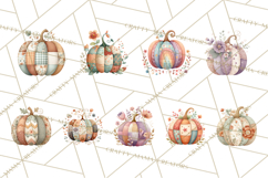 Fall Clipart, Patchwork Pumpkins Autumn PNG Product Image 8
