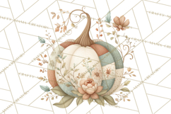 Fall Clipart, Patchwork Pumpkins Autumn PNG Product Image 4
