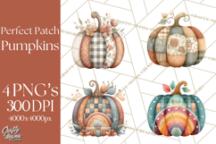 Fall Clipart, Patchwork Pumpkins Autumn PNG Product Image 1