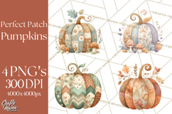 Fall Clipart, Patchwork Pumpkins Autumn PNG Product Image 1