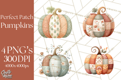 Fall Clipart, Patchwork Pumpkins Autumn PNG Product Image 1