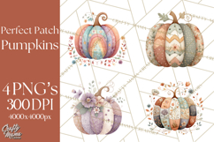 Fall Clipart, Patchwork Pumpkins Autumn PNG Product Image 1
