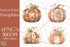 Fall Clipart, Patchwork Pumpkins Autumn PNG Product Image 1