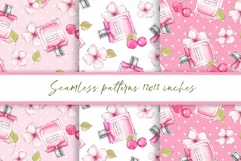 Watercolor Perfume Floral Seamless Patterns JPG Product Image 1