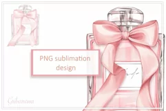 Perfume pink bottle with bow | PNG Sublimation design Product Image 1