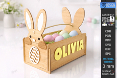 Easter Basket Laser Cut | Easter Bunny | Bunny Egg Crate SVG Product Image 1