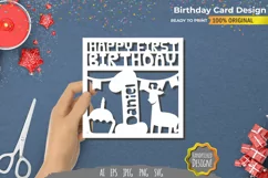 Happy 1st Birthday Papercut Cards - Set of 10 SVG Cut Bundle Product Image 6